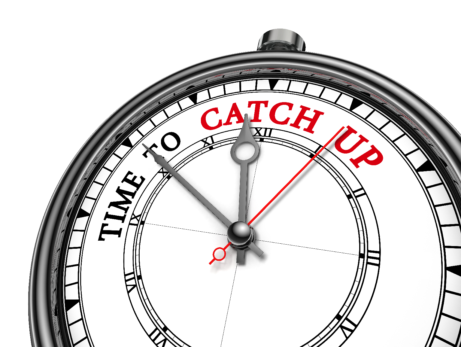 Time To Catch Up Motivation Message On Concept Clock For